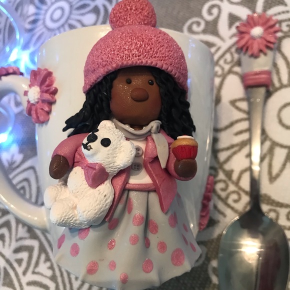 cute handmade cups!  a good gift 💝 includes spoon - Picture 3 of 5